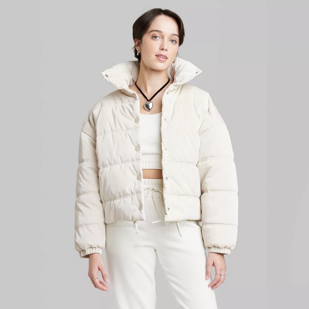 WILD FABLE Ivory Puffer Jacket Small